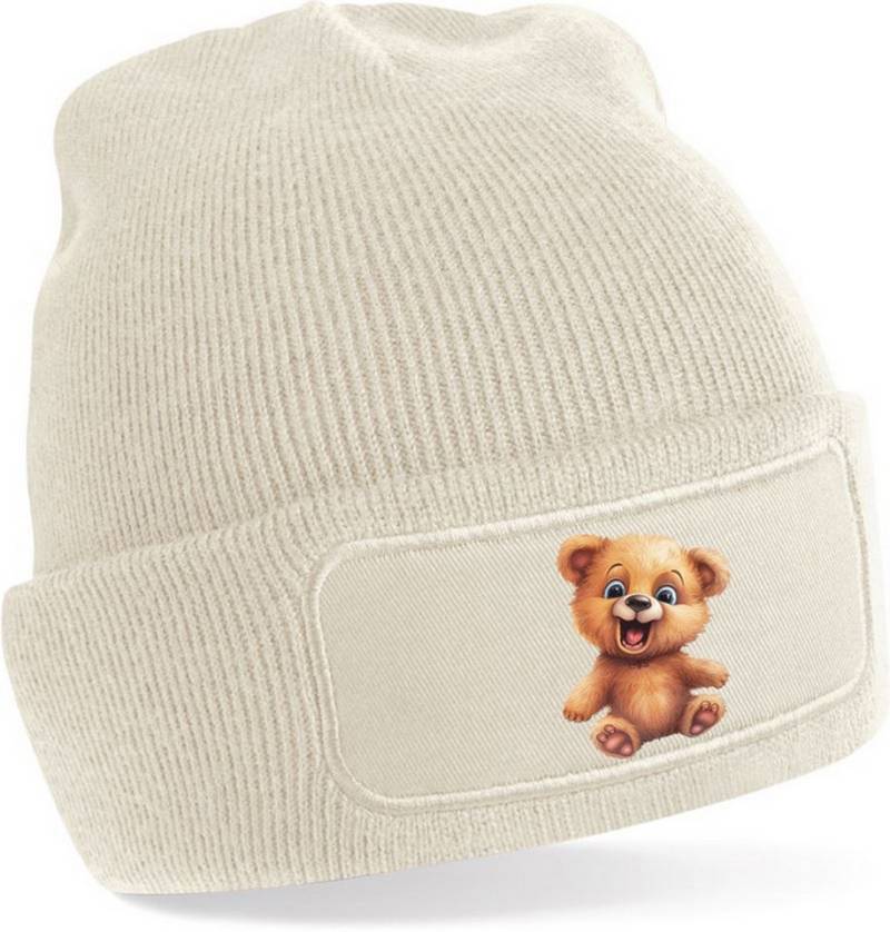 MyDesign24 Strickmütze für kalte Tage - Beanie mit Umschlag und Teddy Bär Print Coole Teddybär Mütze Wintermütze i268 von MyDesign24