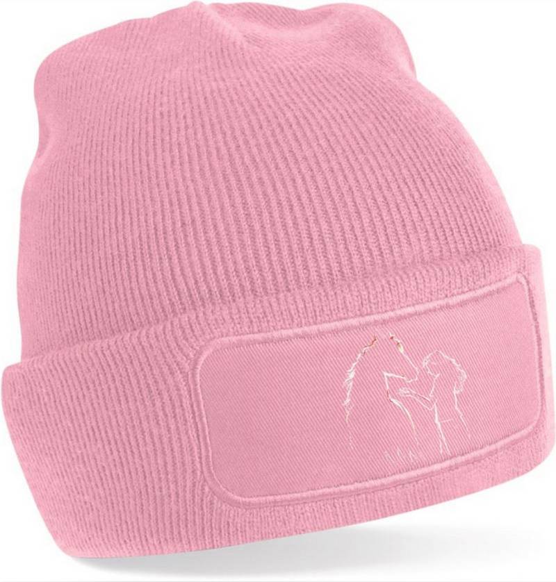 MyDesign24 Strickmütze für kalte Tage - Beanie mit Umschlag und stylischem Pferde Print Pferde Mütze Wintermütze für Männer, Frauen, Jungen und Mädchen i139 von MyDesign24