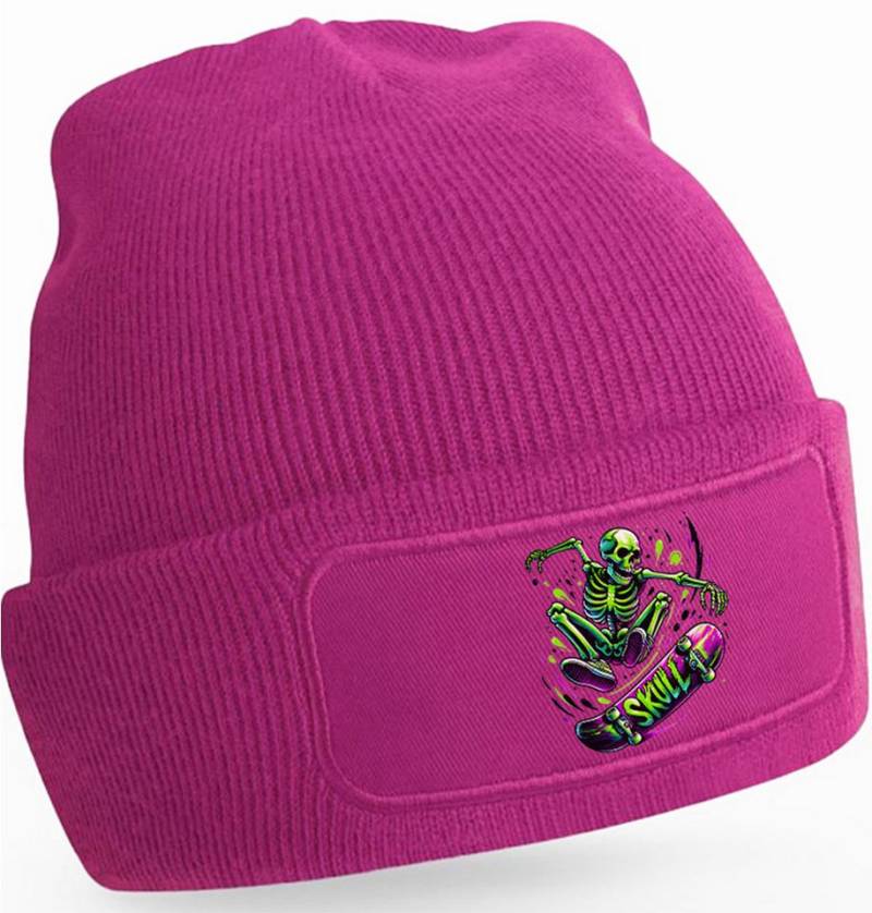 MyDesign24 Strickmütze für kalte Tage - Beanie mit Umschlag und stylischem Skater Print Skater Mütze Wintermütze für Männer, Frauen, Jungen und Mädchen i538 von MyDesign24