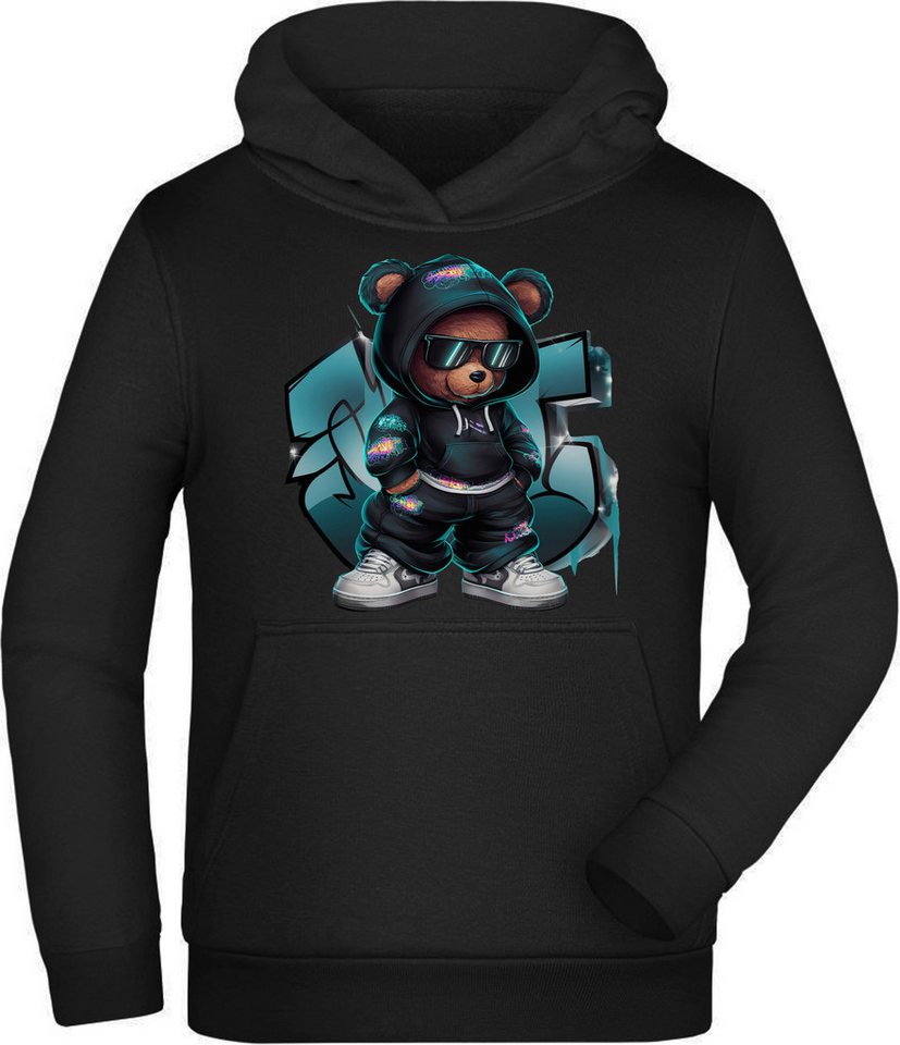 MyDesign24 Sweatshirt Kinder Hoodie - Kapuzen Pulli mit coolem Streetstyle Teddy Print Kapuzensweater mit HipHop Aufdruck i631 von MyDesign24