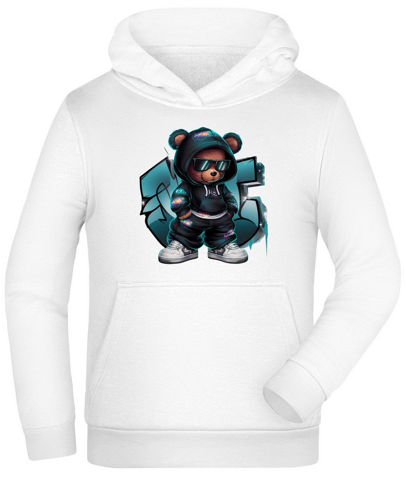 MyDesign24 Sweatshirt Kinder Hoodie - Kapuzen Pulli mit coolem Streetstyle Teddy Print Kapuzensweater mit HipHop Aufdruck i631 von MyDesign24