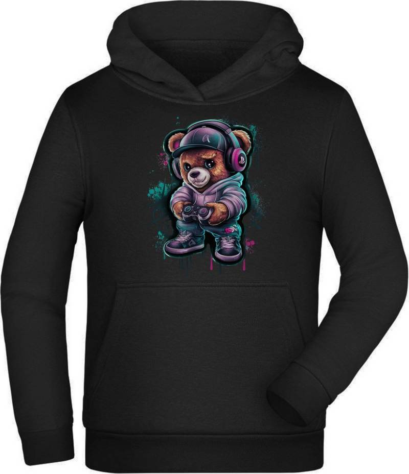 MyDesign24 Sweatshirt Kinder Hoodie - Kapuzenpulli mit zockendem Streetstyle Teddy Kapuzensweater cooler Gamer Hoodie i634 von MyDesign24