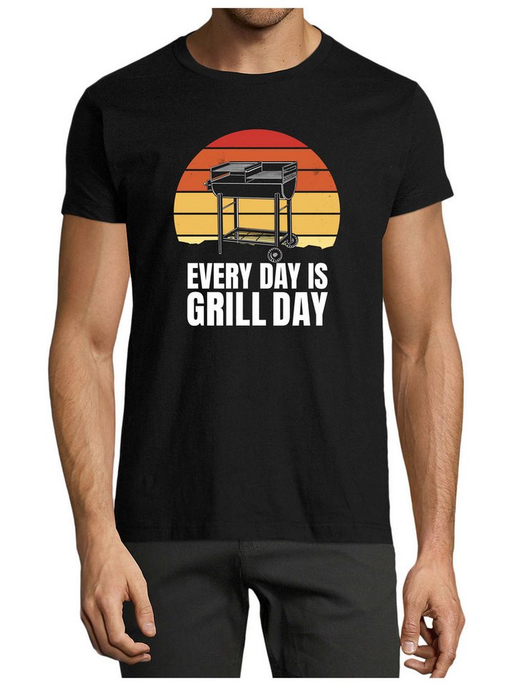 MyDesign24 T-Shirt Herren BBQ Print Shirt - Retro Grill T-Shirt Every Day is a Grill Day Baumwollshirt mit Aufdruck Regular Fit, i300 von MyDesign24