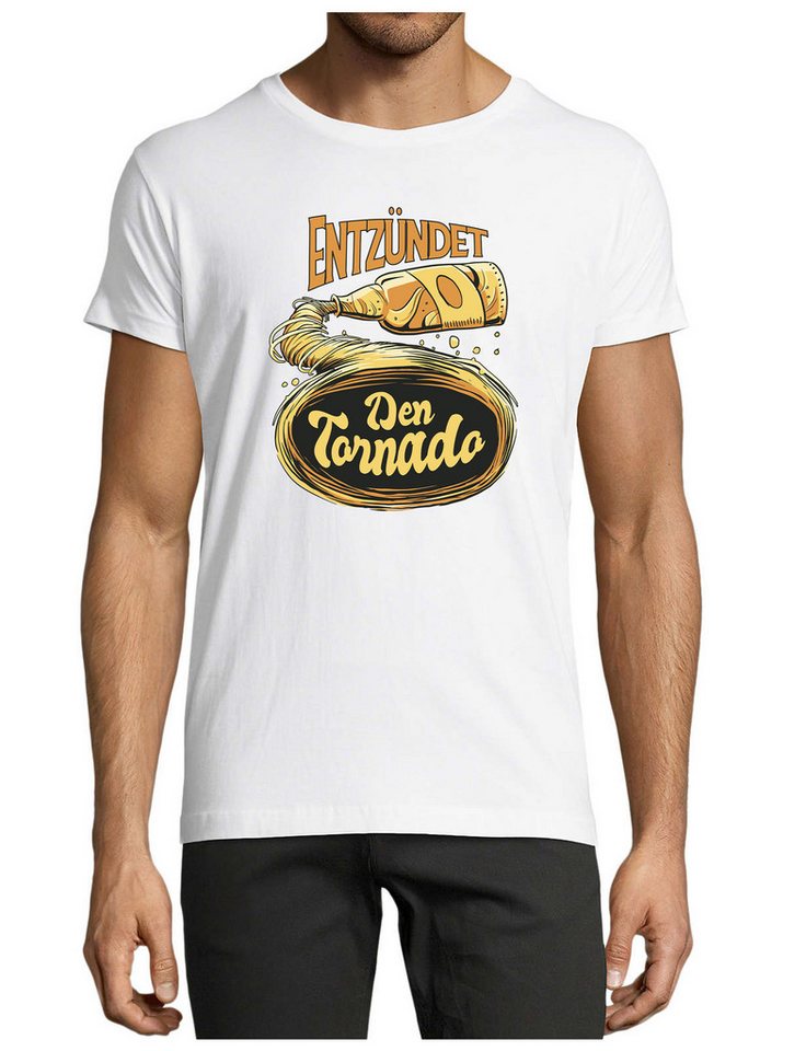 MyDesign24 T-Shirt Herren Fun Print Shirt - Oktoberfest Trinkshirt Entzündet den Tornado Baumwollshirt mit Aufdruck Regular Fit, i302 von MyDesign24