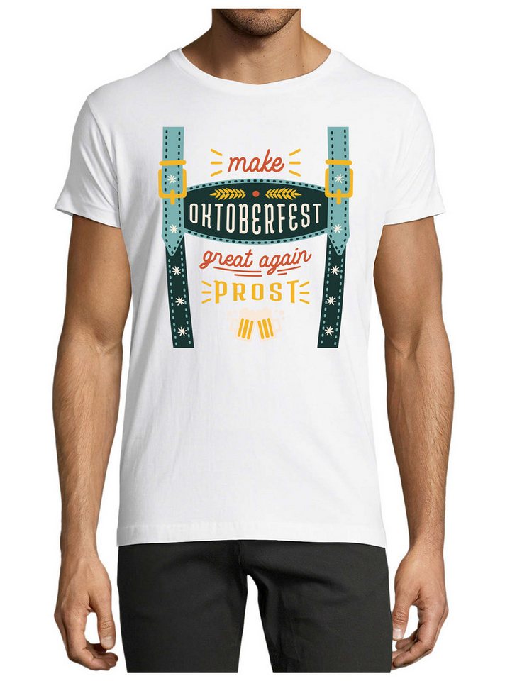 MyDesign24 T-Shirt Herren Fun Shirt - Trinkshirt Oktoberfest T-Shirt Hosenträger Print Baumwollshirt mit Aufdruck Regular Fit, i317 von MyDesign24