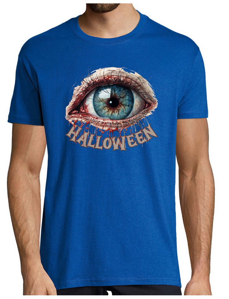 MyDesign24 T-Shirt Herren Halloween Shirt - Blutaugen Design Motiv Gruseliges Horror Auge Gothic Stil Regular Fit i380 von MyDesign24