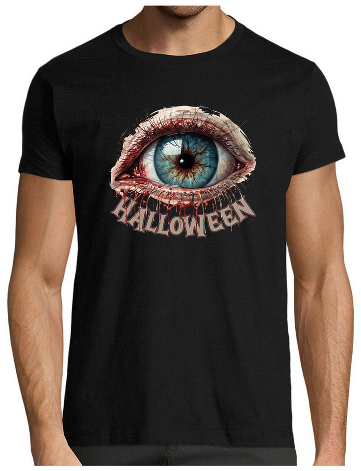 MyDesign24 T-Shirt Herren Halloween Shirt - Blutaugen Design Motiv Gruseliges Horror Auge Gothic Stil Regular Fit i380 von MyDesign24