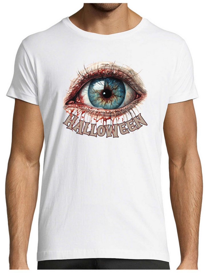 MyDesign24 T-Shirt Herren Halloween Shirt - Blutaugen Design Motiv Gruseliges Horror Auge Gothic Stil Regular Fit i380 von MyDesign24