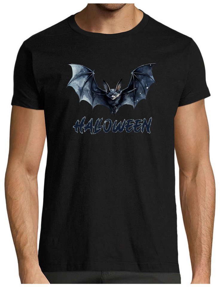 MyDesign24 T-Shirt Herren Halloween Shirt - Fledermaus Brustprint Baumwollshirt „Gothic Fledermaus“ Brustprint Regular Fit i374 von MyDesign24