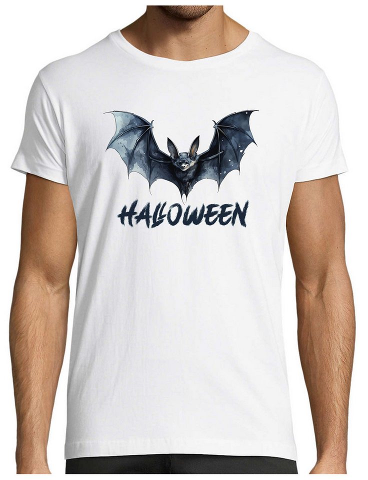 MyDesign24 T-Shirt Herren Halloween Shirt - Fledermaus Brustprint Baumwollshirt „Gothic Fledermaus“ Brustprint Regular Fit i374 von MyDesign24