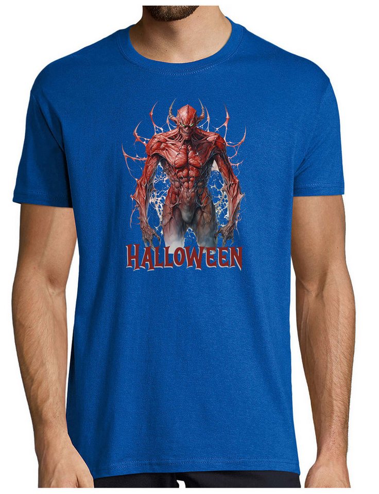 MyDesign24 T-Shirt Herren Halloween Shirt furchterregender roter Dämon Gruseliges Halloween Dämon Regular Fit i388 von MyDesign24
