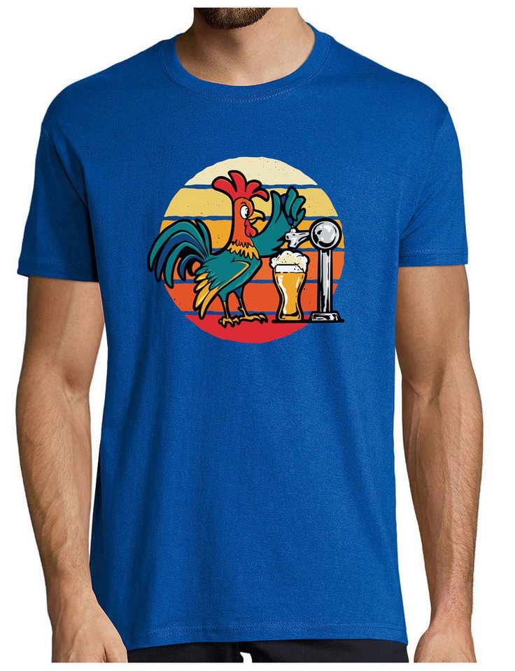 MyDesign24 T-Shirt Herren Print Shirt - Bier Zapfender Hahn Baumwollshirt „Bierzapfener Hahn“ Brustprint Regular Fit i368 von MyDesign24