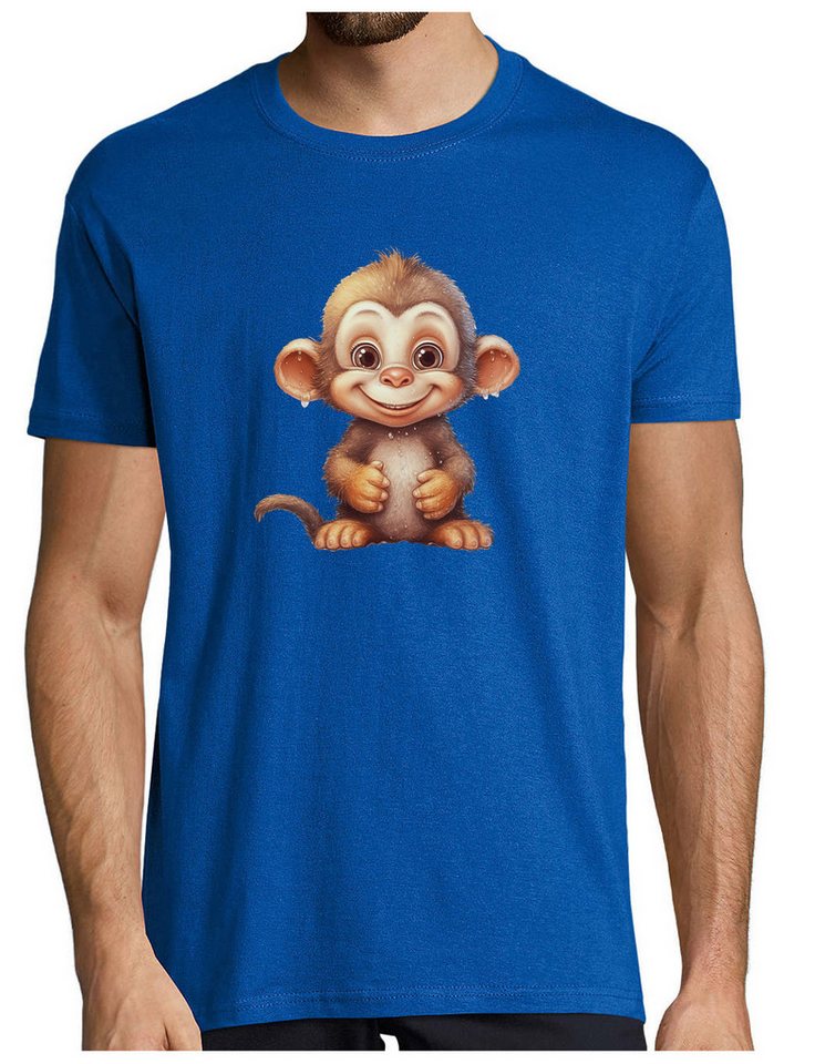 MyDesign24 T-Shirt Herren Print Shirt - Cartoon Affe Brustprint Baumwollshirt mit Wildtier Aufdruck Regular Fit i263 von MyDesign24