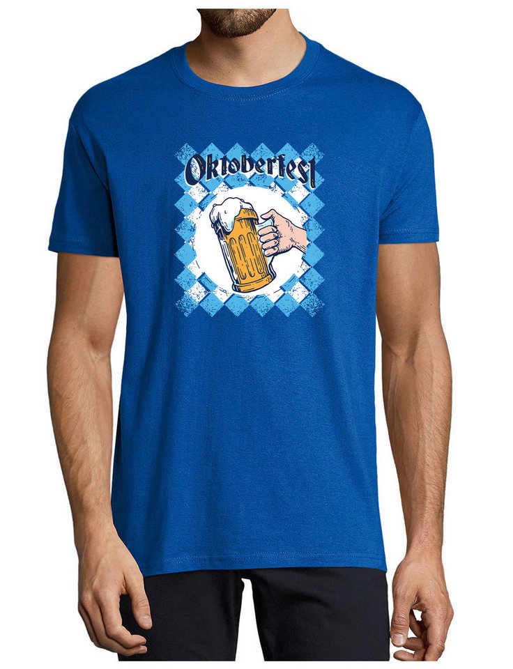 MyDesign24 T-Shirt Herren Print Shirt - Trinkshirt Bierglas Oktoberfest T-Shirt Baumwollshirt mit Aufdruck Regular Fit, i319 von MyDesign24