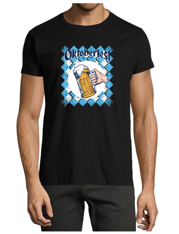 MyDesign24 T-Shirt Herren Print Shirt - Trinkshirt Bierglas Oktoberfest T-Shirt Baumwollshirt mit Aufdruck Regular Fit, i319 von MyDesign24