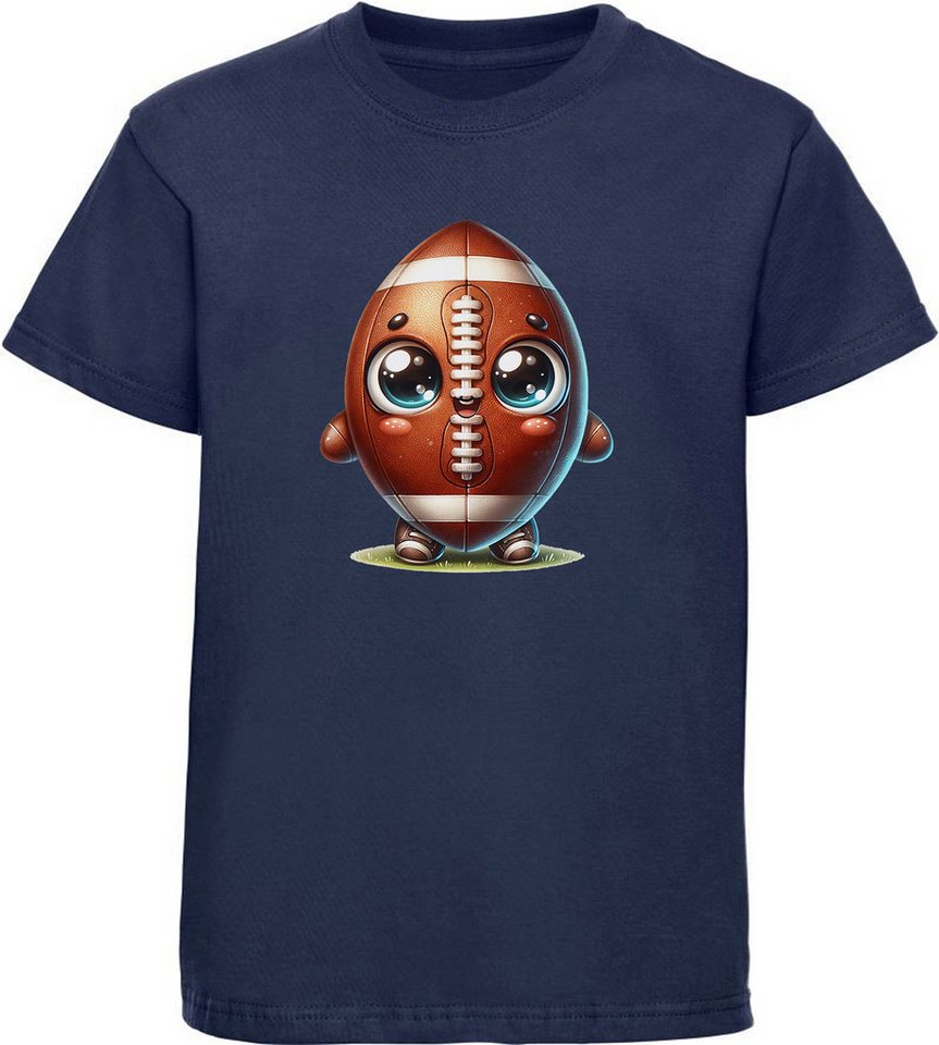 MyDesign24 T-Shirt Kinder Football Print Shirt - Niedlicher American Football mit Augen Bedrucktes Jungen und Mädchen American Football T-Shirt, i491 von MyDesign24