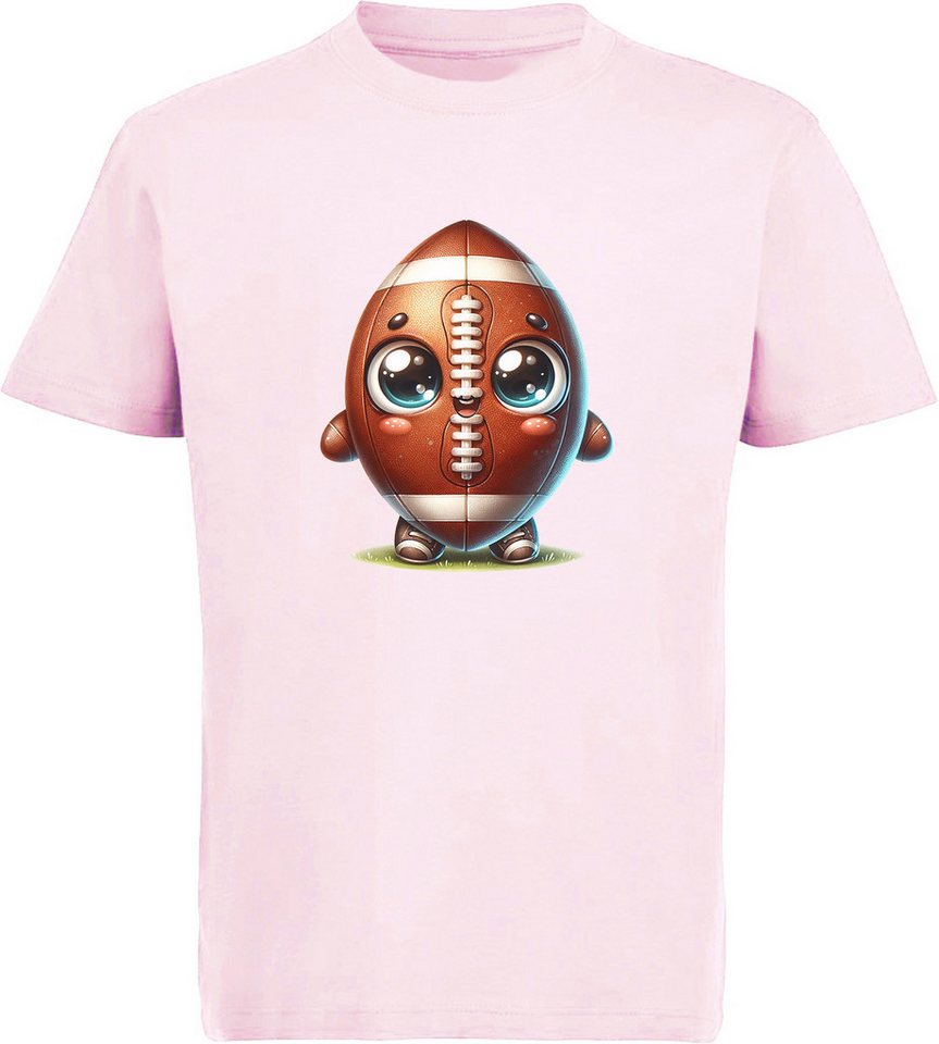 MyDesign24 T-Shirt Kinder Football Print Shirt - Niedlicher American Football mit Augen Bedrucktes Jungen und Mädchen American Football T-Shirt, i491 von MyDesign24