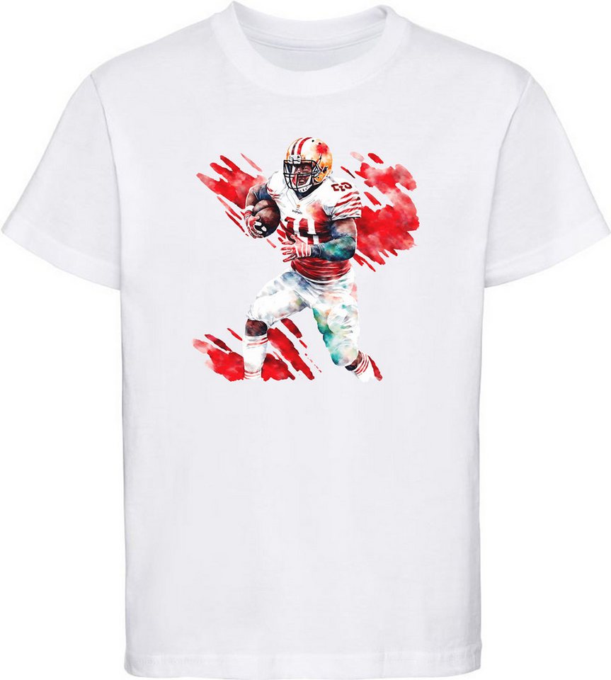 MyDesign24 T-Shirt Kinder Football Shirt - American Football Spieler in Ölfarben Bedrucktes Jungen und Mädchen American Football T-Shirt, i489 von MyDesign24