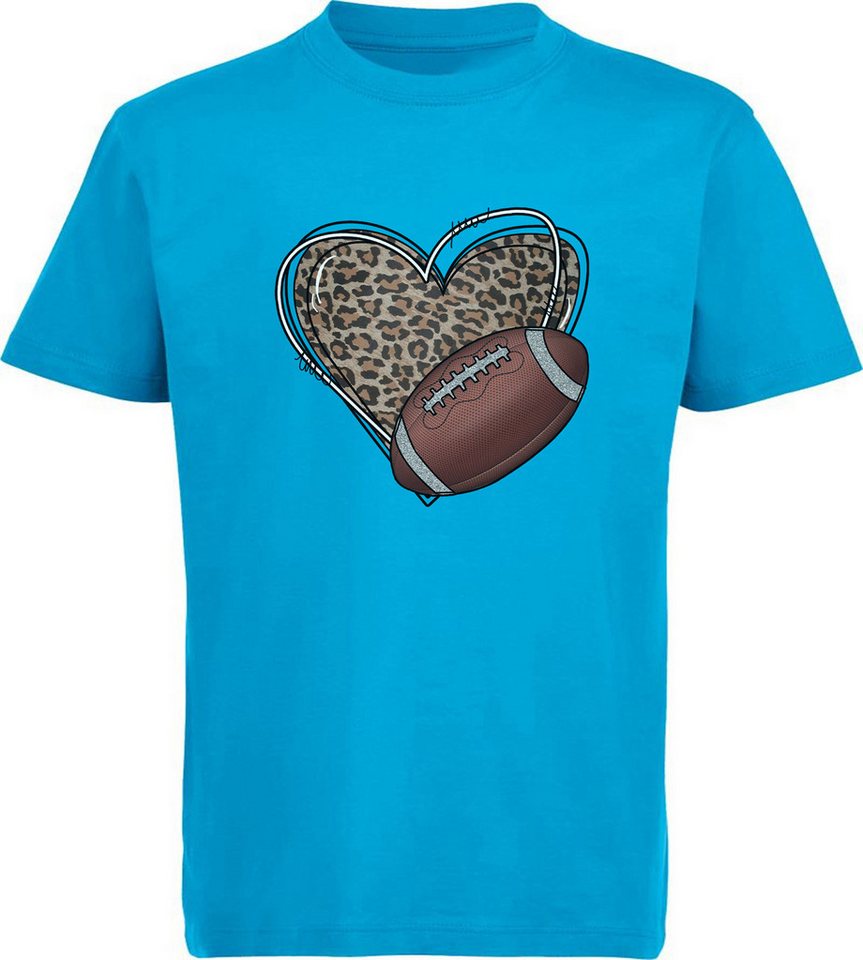 MyDesign24 T-Shirt Kinder Football Shirt Herz in Leoparden Muster mit American Football Bedrucktes Jungen und Mädchen American Football T-Shirt i490 MyDesign24 T-Shirt Kinder Football Shirt Herz in Leoparden Muster mit American Football Bedrucktes Jungen und Mädchen American Football T-Shirt i490 von MyDesign24