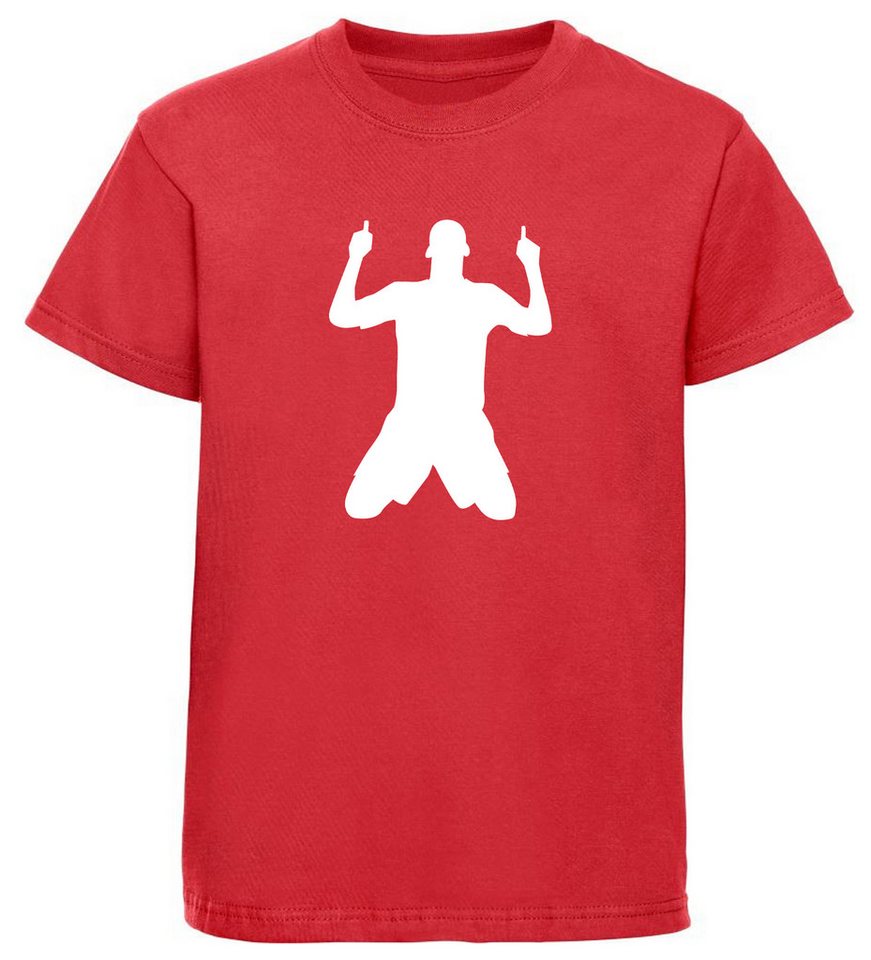 MyDesign24 T-Shirt Kinder Fussball Print Shirt - Jubelnder Fussballer Bedrucktes Fussball T-Shirt kurzarm i466 von MyDesign24