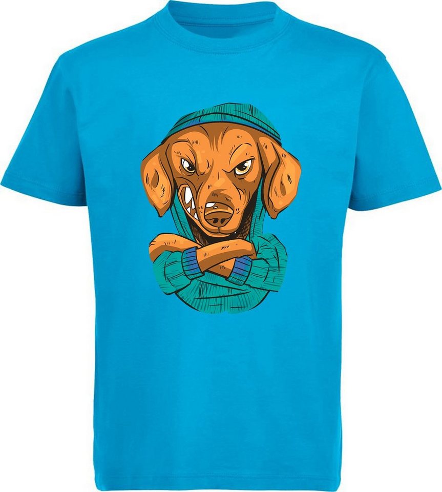 MyDesign24 T-Shirt Kinder Hunde Print Shirt bedruckt - wütender Hund Baumwollshirt mit Aufdruck, i259 von MyDesign24