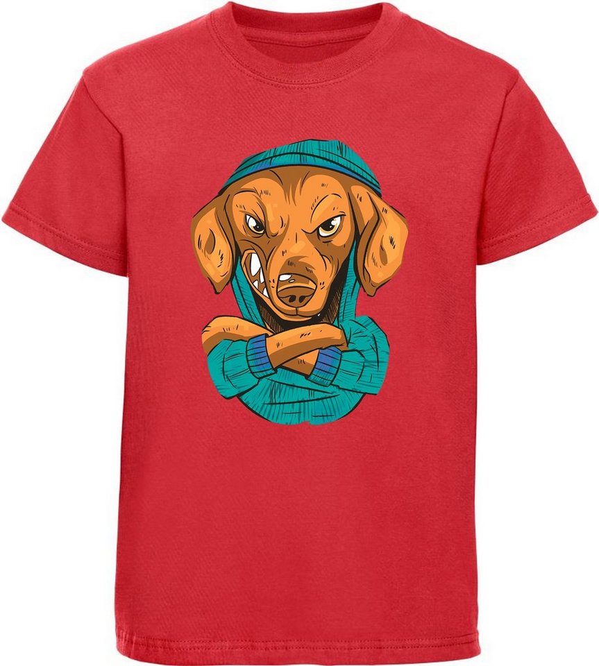 MyDesign24 T-Shirt Kinder Hunde Print Shirt bedruckt - wütender Hund Baumwollshirt mit Aufdruck, i259 von MyDesign24