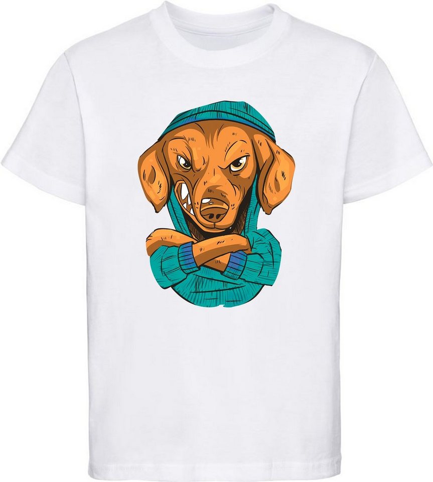 MyDesign24 T-Shirt Kinder Hunde Print Shirt bedruckt - wütender Hund Baumwollshirt mit Aufdruck, i259 von MyDesign24