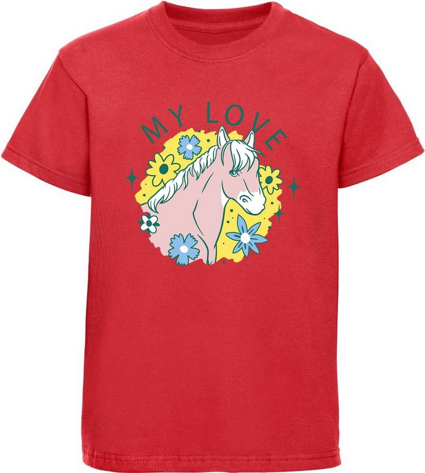 MyDesign24 T-Shirt Kinder Pferde Print Shirt bedruckt - My Love Baumwollshirt mit Aufdruck, i253 von MyDesign24