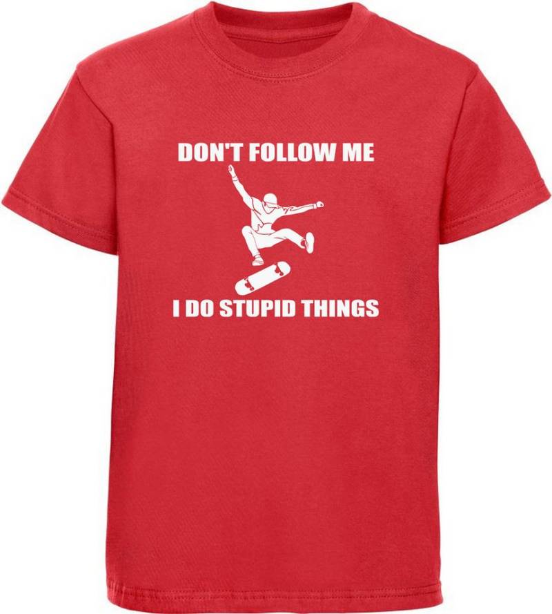 MyDesign24 T-Shirt Kinder Print Shirt Skateboarder "Don´t follow me ..." Aufdruck Bedrucktes Jungen und Mädchen Skater T-Shirt i551 von Mydesign24