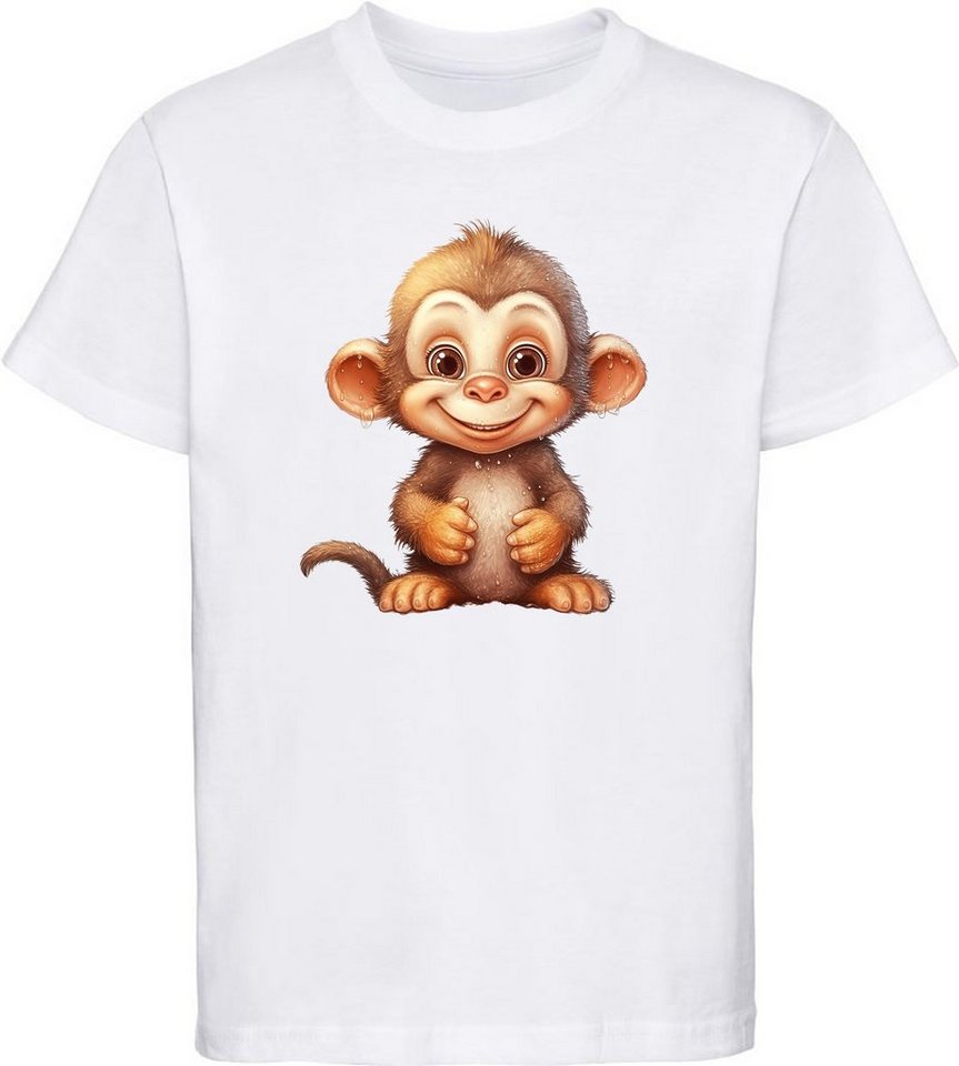 MyDesign24 T-Shirt Kinder Wildtier Print Shirt bedruckt - Baby Affe Schimpanse Baumwollshirt mit Aufdruck, i263 von MyDesign24