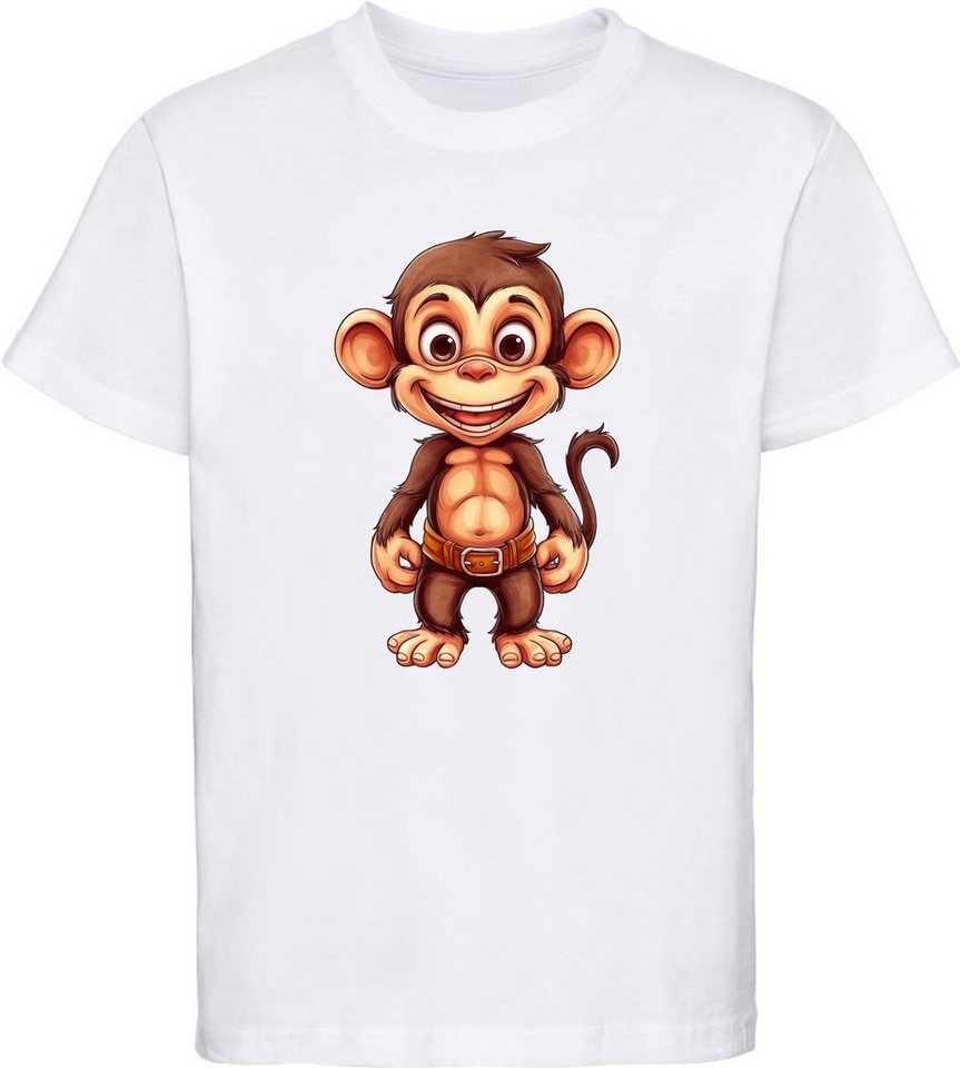 MyDesign24 T-Shirt Kinder Wildtier Print Shirt bedruckt - Baby Affe Schimpanse Baumwollshirt mit Aufdruck, i276 von MyDesign24