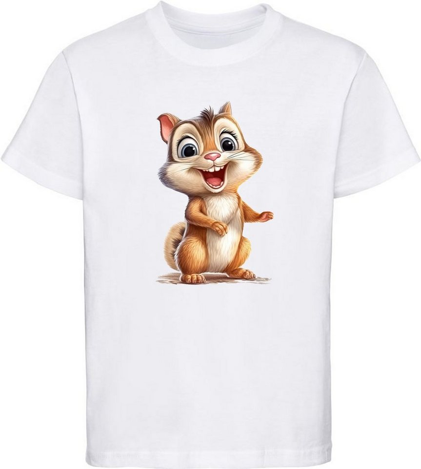 MyDesign24 T-Shirt Kinder Wildtier Print Shirt bedruckt - Baby Eichhörnchen Baumwollshirt mit Aufdruck, i262 von MyDesign24