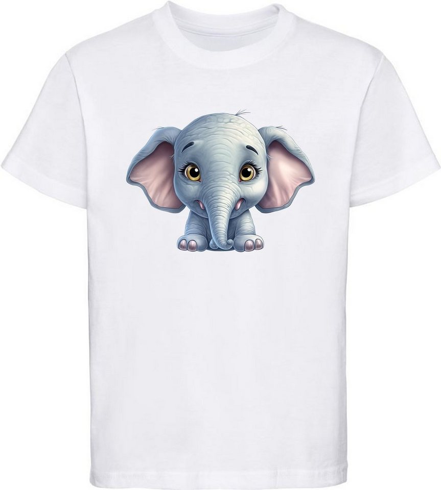 MyDesign24 T-Shirt Kinder Wildtier Print Shirt bedruckt - Baby Elefant Baumwollshirt mit Aufdruck, i272 von MyDesign24