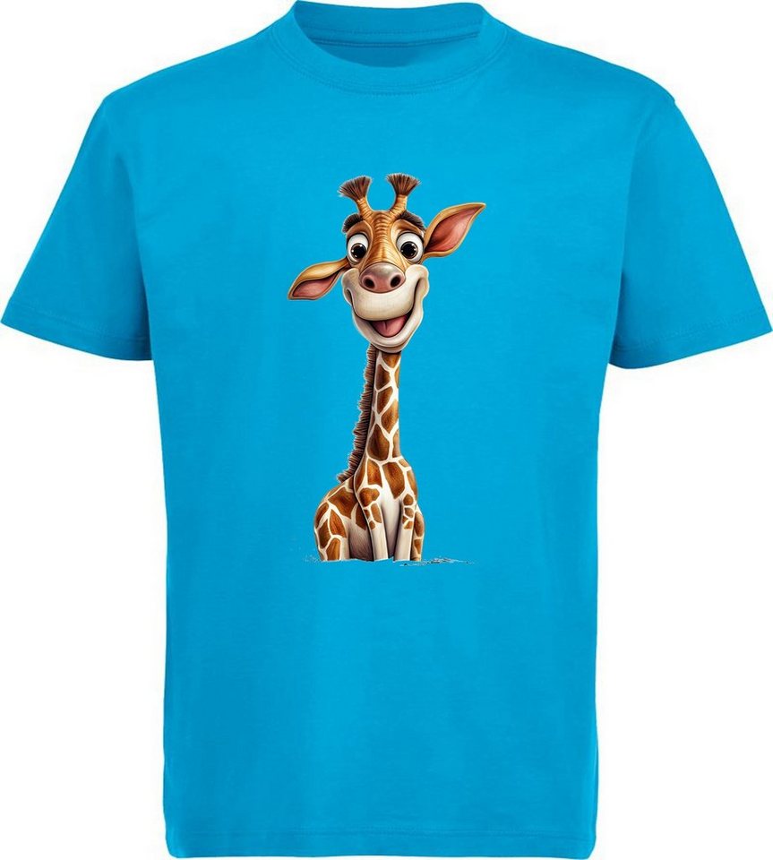 MyDesign24 T-Shirt Kinder Wildtier Print Shirt bedruckt - Baby Giraffe Baumwollshirt mit Aufdruck, i273 von MyDesign24