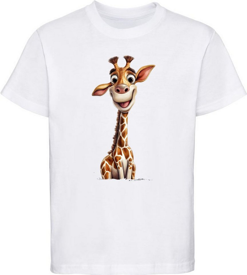 MyDesign24 T-Shirt Kinder Wildtier Print Shirt bedruckt - Baby Giraffe Baumwollshirt mit Aufdruck, i273 von MyDesign24