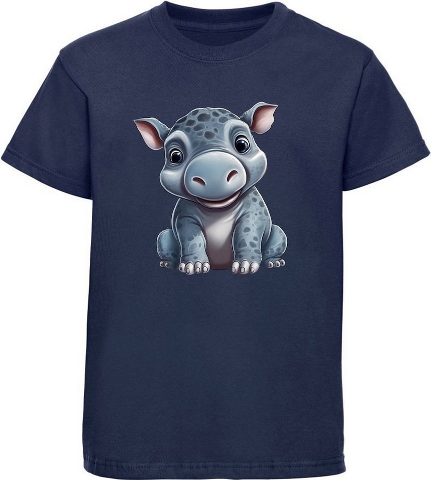 MyDesign24 T-Shirt Kinder Wildtier Print Shirt bedruckt - Baby Hippo Nilpferd Baumwollshirt mit Aufdruck, i265 von MyDesign24