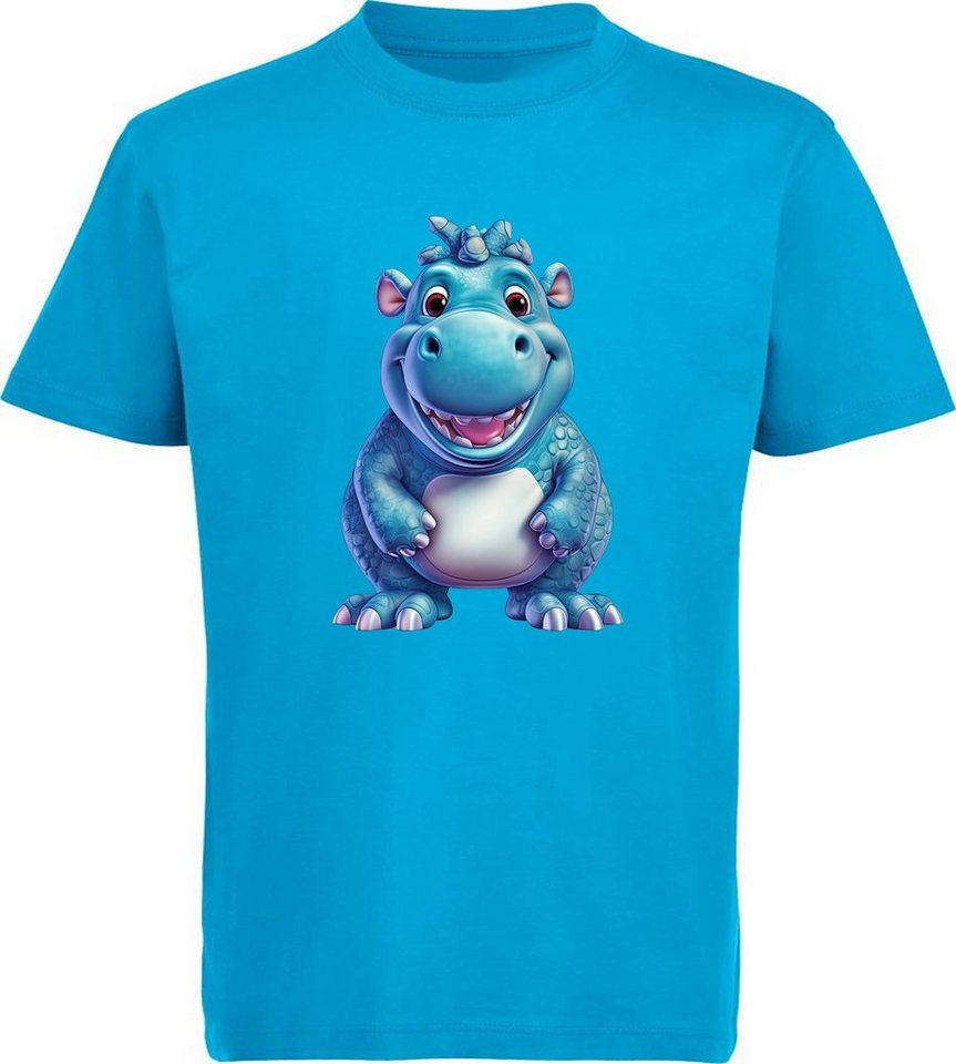 MyDesign24 T-Shirt Kinder Wildtier Print Shirt bedruckt - Baby Hippo Nilpferd Baumwollshirt mit Aufdruck, i274 von MyDesign24