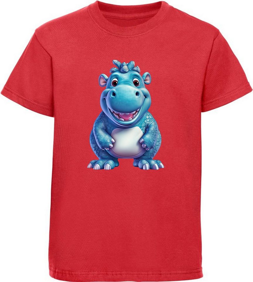 MyDesign24 T-Shirt Kinder Wildtier Print Shirt bedruckt - Baby Hippo Nilpferd Baumwollshirt mit Aufdruck, i274 von MyDesign24