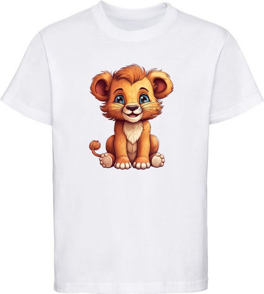 MyDesign24 T-Shirt Kinder Wildtier Print Shirt bedruckt - Baby Löwe Baumwollshirt mit Aufdruck, i267 von MyDesign24