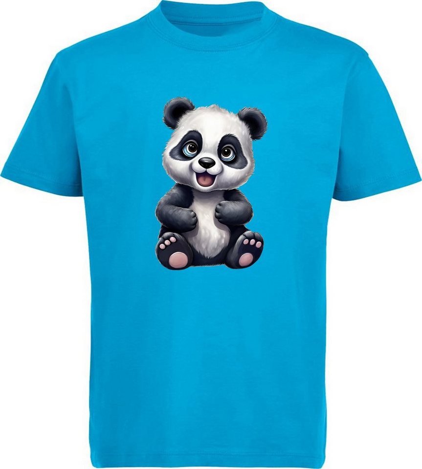 MyDesign24 T-Shirt Kinder Wildtier Print Shirt bedruckt - Baby Panda Bär Baumwollshirt mit Aufdruck, i264 von MyDesign24