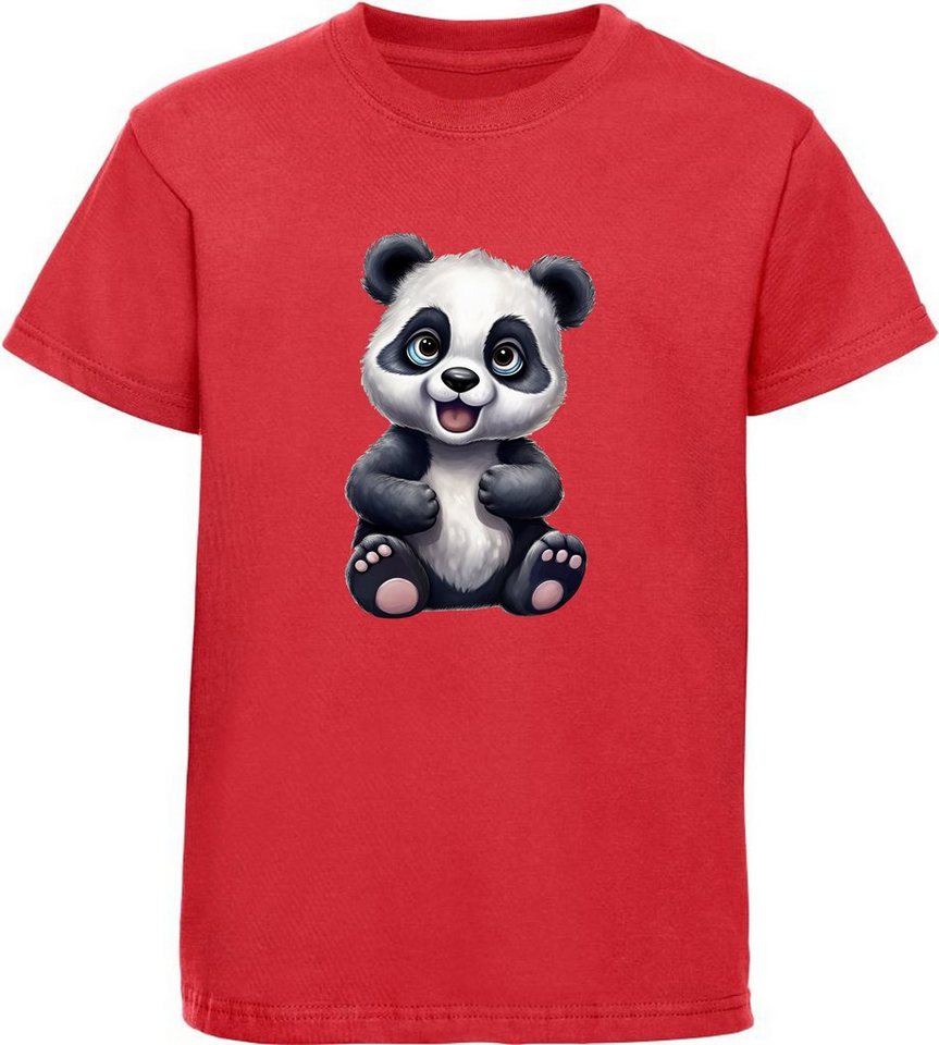 MyDesign24 T-Shirt Kinder Wildtier Print Shirt bedruckt - Baby Panda Bär Baumwollshirt mit Aufdruck, i264 von MyDesign24