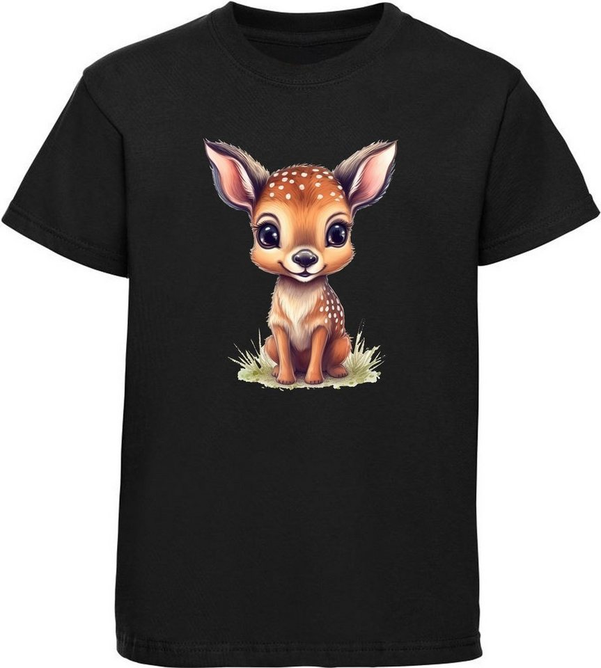 MyDesign24 T-Shirt Kinder Wildtier Print Shirt bedruckt - Baby Reh Rehkitz Baumwollshirt mit Aufdruck, i269 von MyDesign24