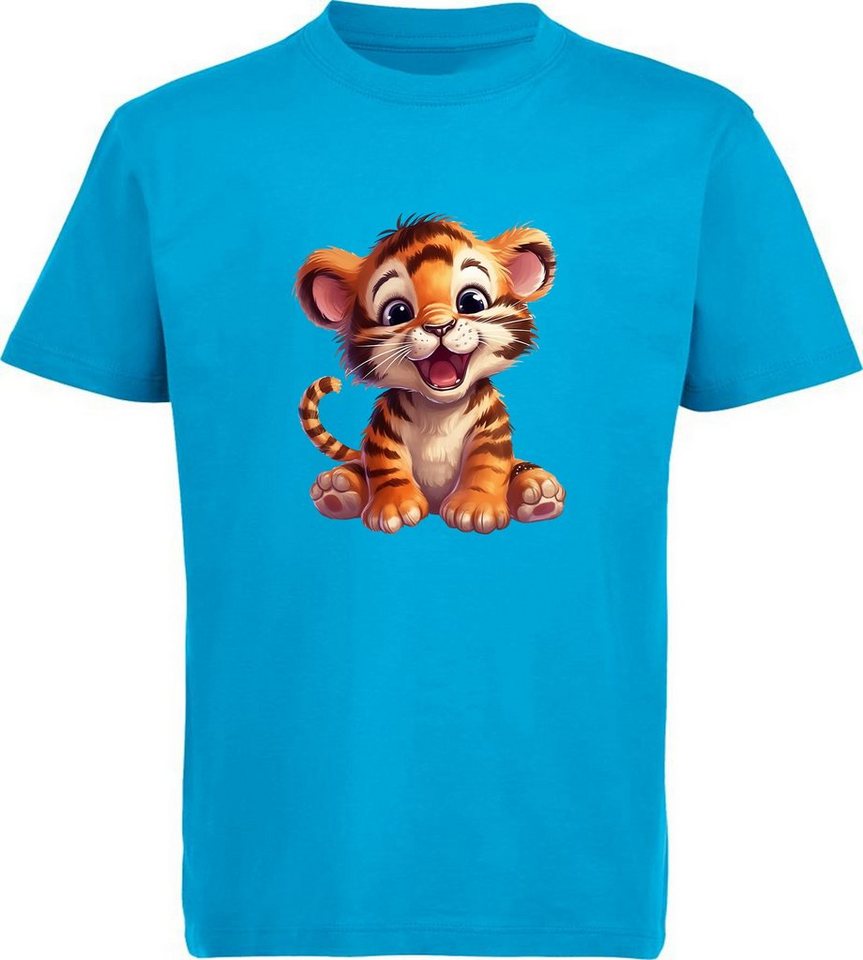 MyDesign24 T-Shirt Kinder Wildtier Print Shirt bedruckt - Baby Tiger Baumwollshirt mit Aufdruck, i266 von MyDesign24