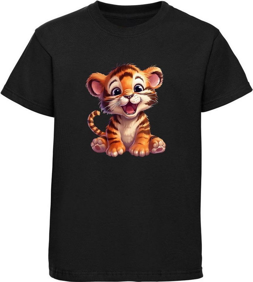 MyDesign24 T-Shirt Kinder Wildtier Print Shirt bedruckt - Baby Tiger Baumwollshirt mit Aufdruck, i266 von MyDesign24