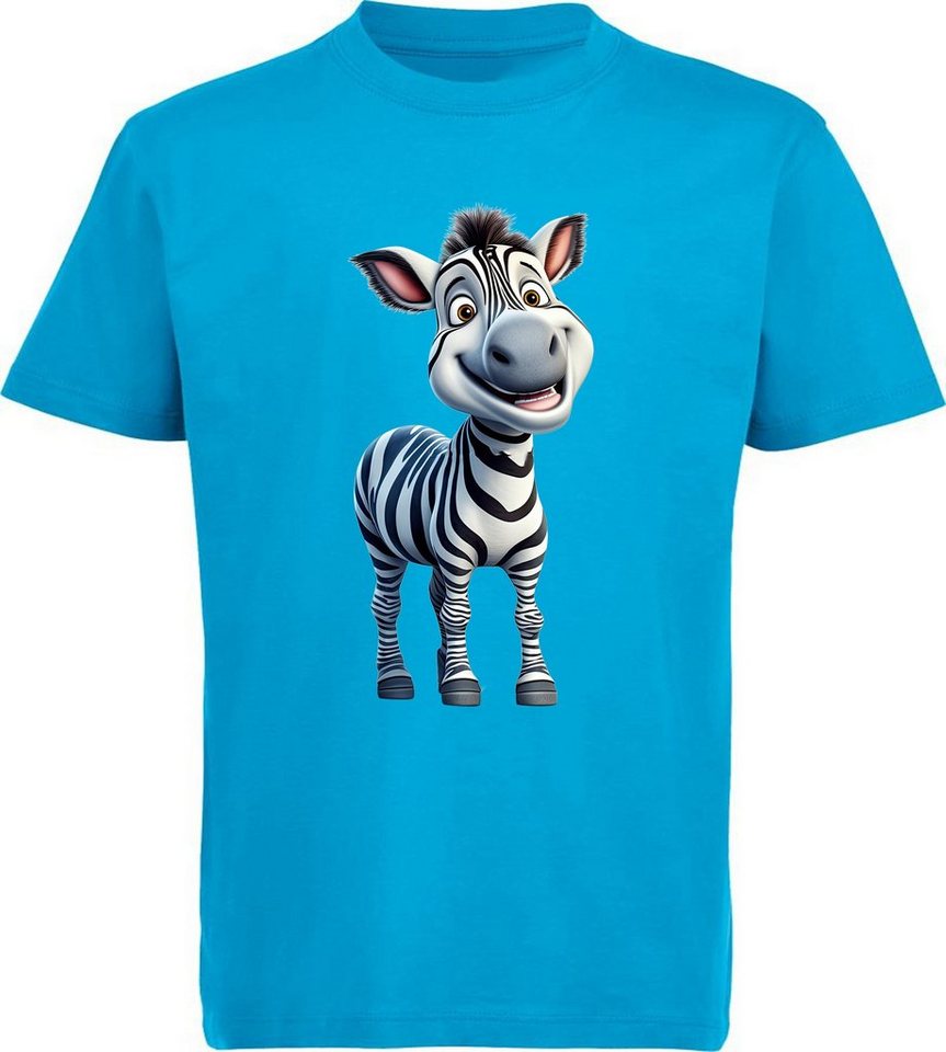 MyDesign24 T-Shirt Kinder Wildtier Print Shirt bedruckt - Baby Zebra Baumwollshirt mit Aufdruck, i280 von MyDesign24