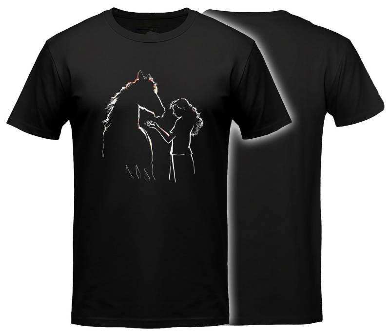 MyDesign24 T-Shirt Pferde print Shirt Pferd mit Mädchen T-Shirt Regular Fit i139 von MyDesign24