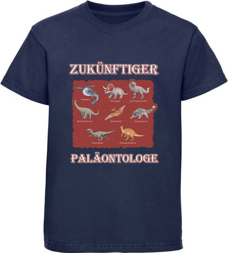 MyDesign24 T-Shirt bedrucktes Kinder T-Shirt Paläontologe mit vielen Dinosauriern 100% Baumwolle mit Dino Aufdruck i50 von MyDesign24