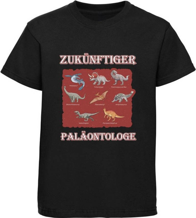 MyDesign24 T-Shirt bedrucktes Kinder T-Shirt Paläontologe mit vielen Dinosauriern 100% Baumwolle mit Dino Aufdruck i50 von MyDesign24