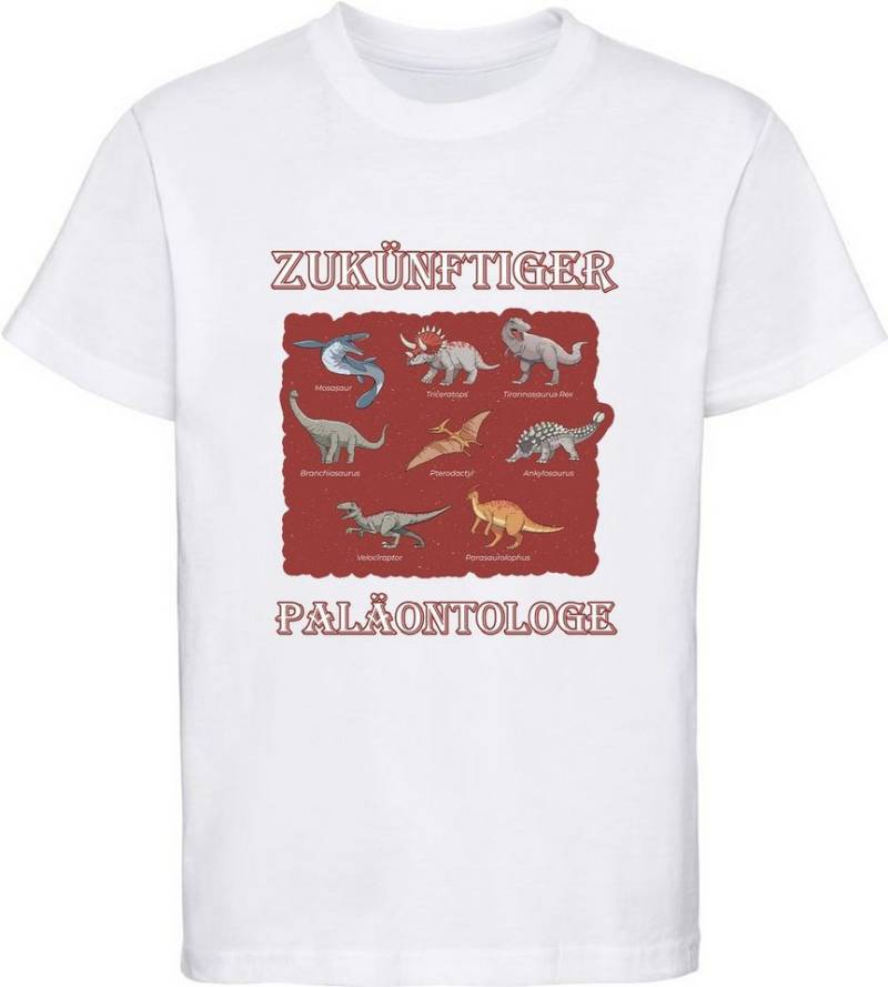 MyDesign24 T-Shirt bedrucktes Kinder T-Shirt Paläontologe mit vielen Dinosauriern 100% Baumwolle mit Dino Aufdruck i50 von MyDesign24