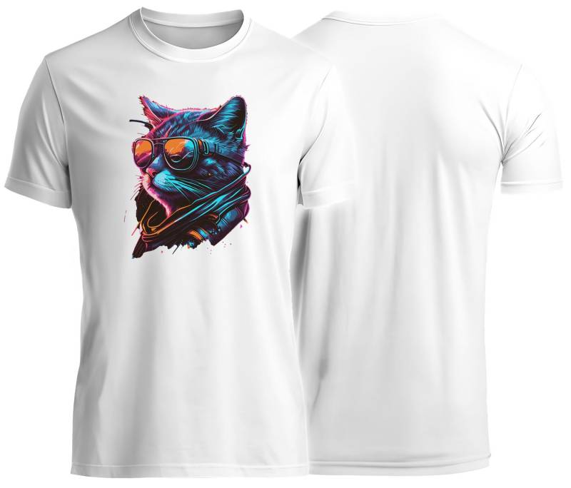 MyDesign24 T-Shirt mit cooler Katze Cooles Katzen Print Shirt Regular Fit i639 von MyDesign24